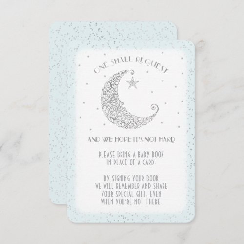 Book Request Moon Star Baby Shower Silver Blue Invitation