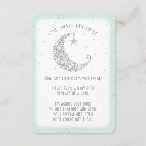 Book Request Moon Star Baby Shower Silver Mint Enclosure Card