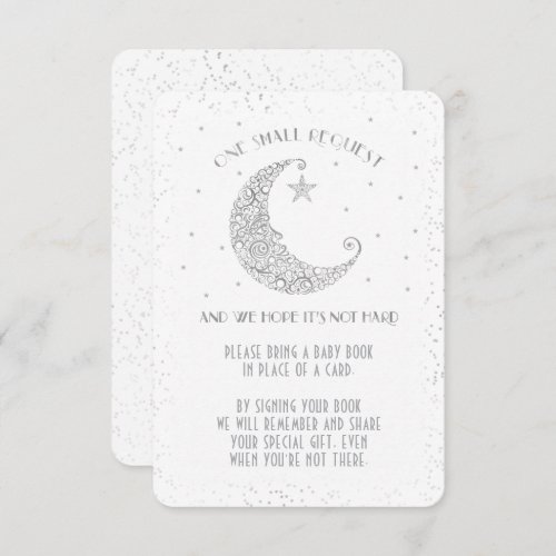 Book Request Moon Star Baby Shower Silver White Invitation