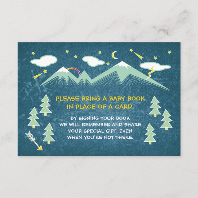 Book Request Mountain Baby Shower card insert (Front)