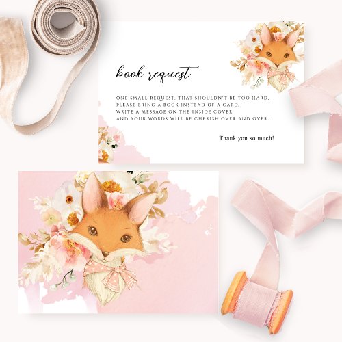 Book Request  or other Blush Pink Floral and Fox Enclosure Card