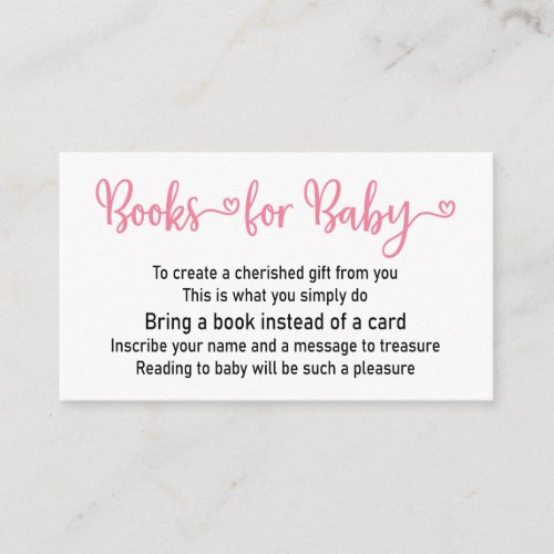 Book Request Pink Girl Baby Shower Invitation