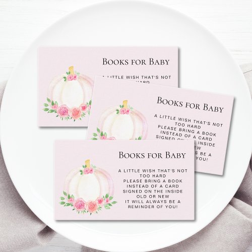 Book Request Pink Pumpkin Baby Shower Enclosure Card