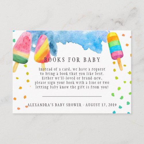 Book Request  Popsicle Baby Shower Enclosure Card