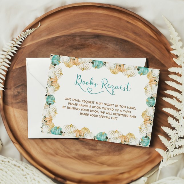 Book Request Pumpkins Mint Green Gold Enclosure Card (Creator Uploaded)