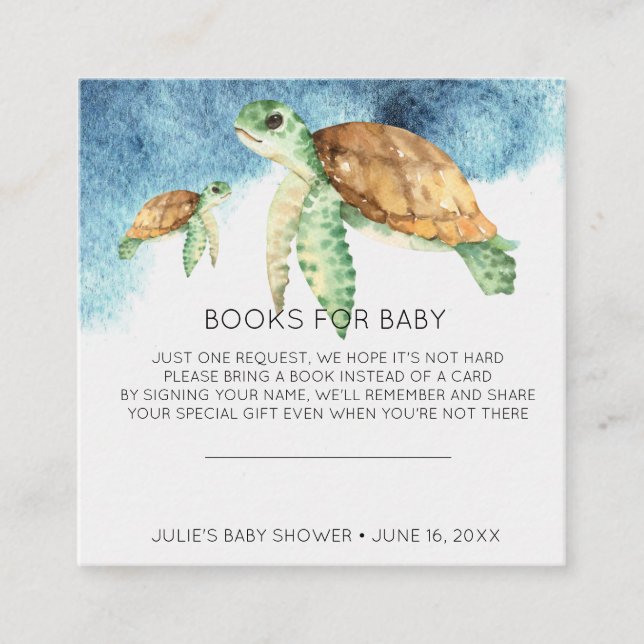 Book Request | Sea Turtle Baby Shower Insert (Front)