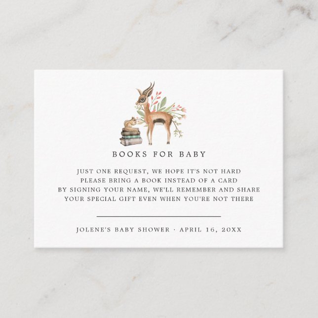 Book Request | Spring Woodland Baby Shower Enclosure Card (Front)