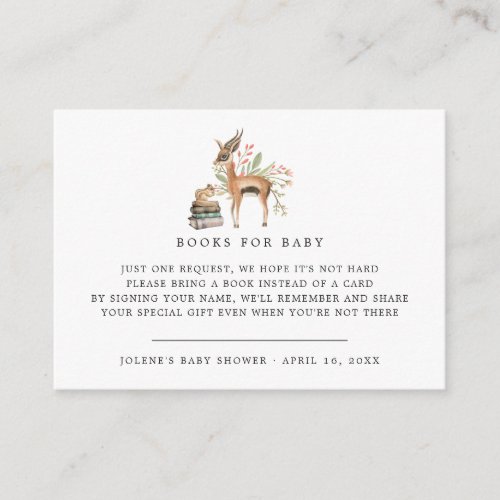 Book Request  Spring Woodland Baby Shower Enclosure Card
