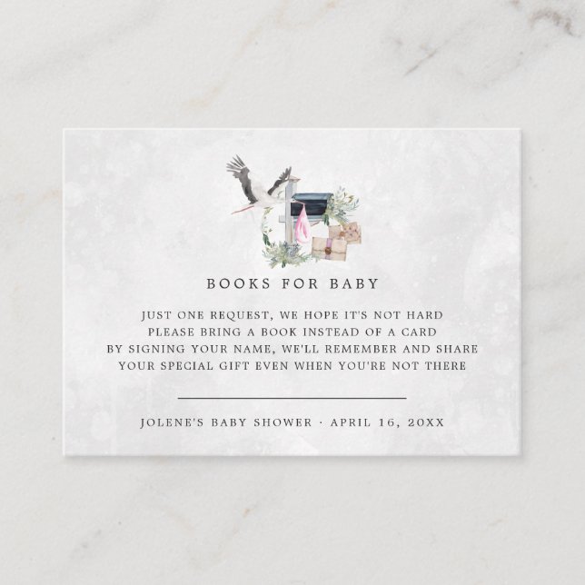 Book Request | Stork Delivery Baby Shower Enclosure Card (Front)