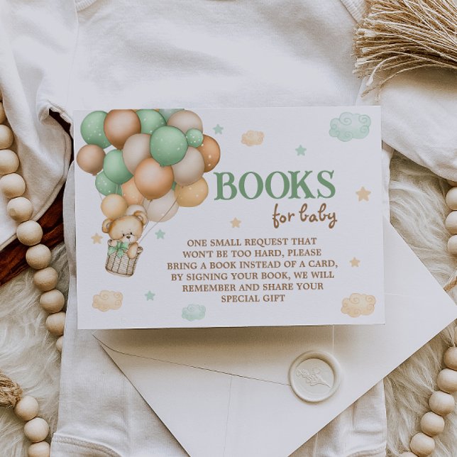 Book Request Teddy Bear Green Hot Air Balloon Enclosure Card (Creator Uploaded)