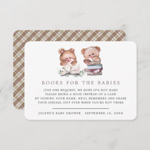 Book Request Teddy Bear Twins Baby Shower Enclosure Card