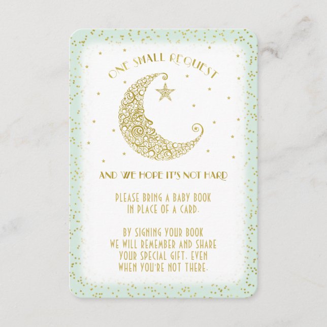 Book Request Twinkle Little Star Baby Shower Mint Enclosure Card (Front)