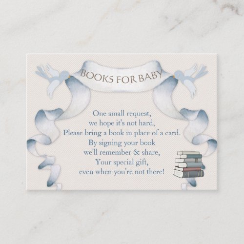 Book Request Vintage Carriage Ivory Blue Gingham Enclosure Card