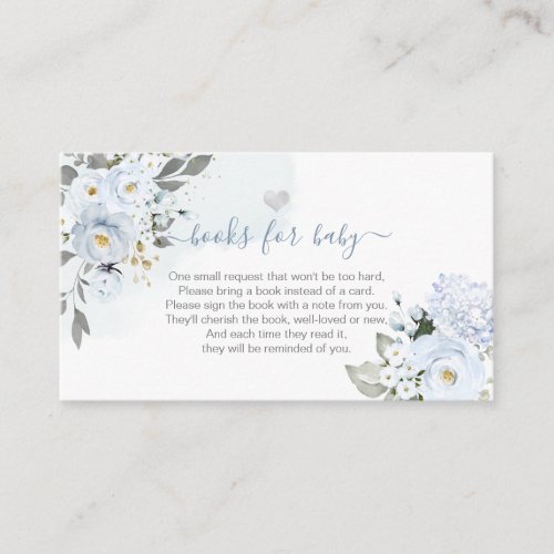 Book Request Watercolor Dusty Blue Roses Enclosure Card