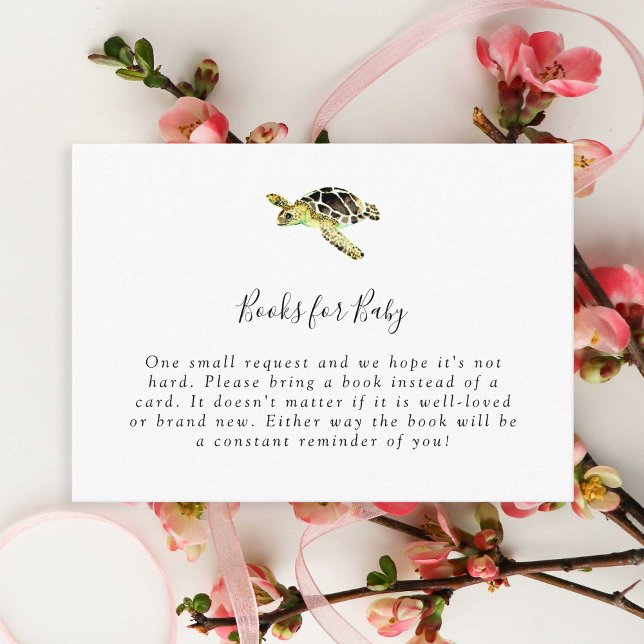Book Request Watercolor Sea Turtle Baby Shower Enclosure Card (Creator Uploaded)