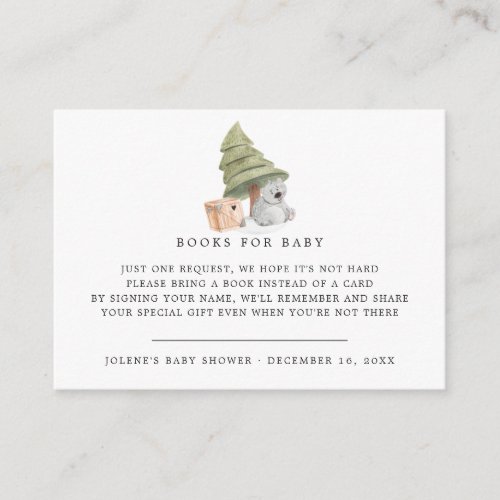 Book Request  Winter Friends Baby Shower Enclosure Card