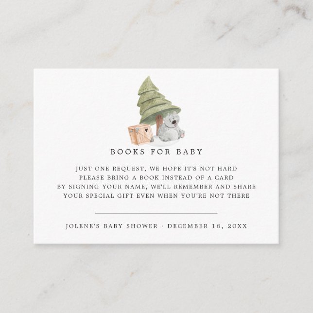 Book Request | Winter Friends Baby Shower Enclosure Card (Front)