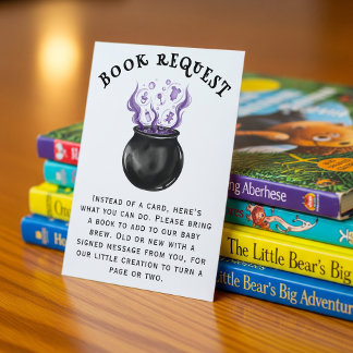 Book Request Witch Cauldron Halloween Baby Shower Enclosure Card