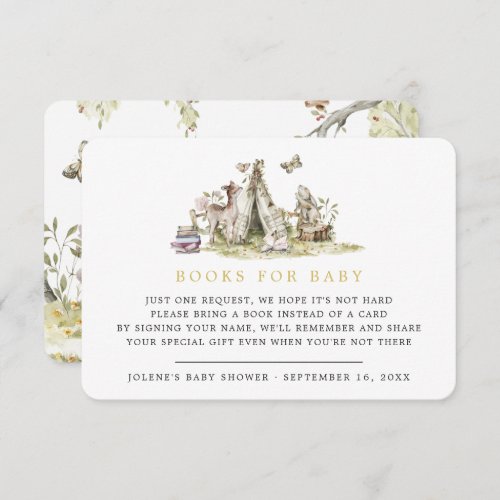 Book Request  Woodland Forest Baby Animals  Enclosure Card