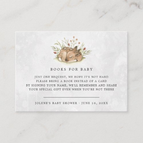 Book Request  Woodland Forest Deer Baby Shower Enclosure Card