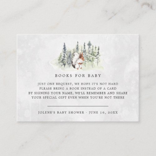 Book Request  Woodland Forest Squirrel Baby Enclosure Card