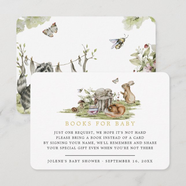 Book Request | Woodland Picnic Forest Animals Enclosure Card (Front/Back)