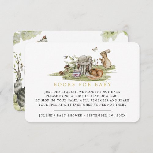 Book Request  Woodland Picnic Forest Animals Enclosure Card