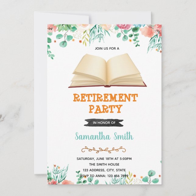 Book retirement party invitation (Front)