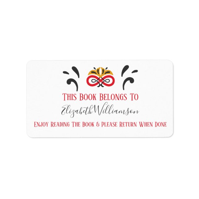 Book Return Elegant Modern Monogrammed Label (Front)