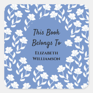 Book Return Floral Monogrammed Belongs To Square Sticker