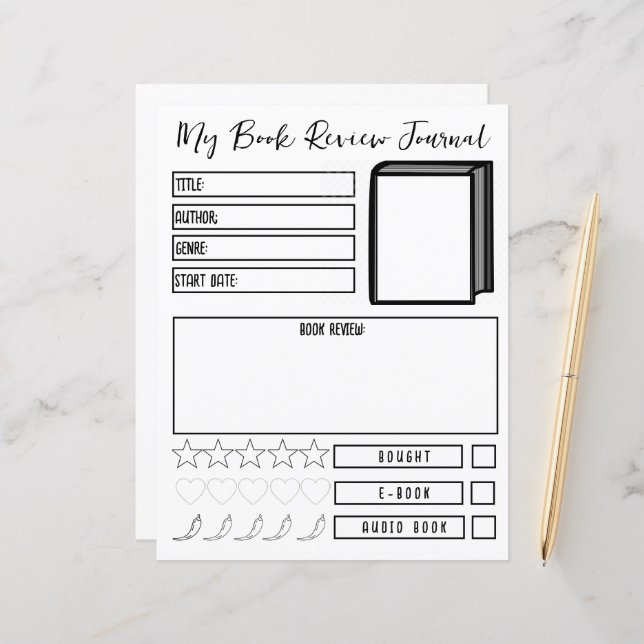  Book Review Planner Reading Journal Neutral (Front/Back In Situ)