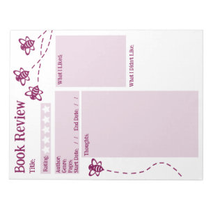 Book Review Reading Bee Notepad