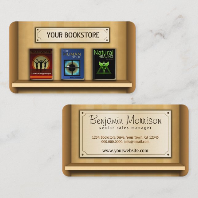 Book Shelf Bookstore Book Store Business Cards (Front/Back)