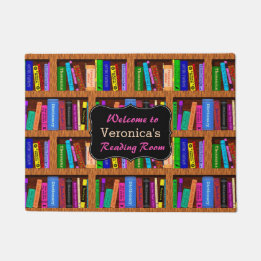 Book Shelf Bookworm Library Reading Room Your Name Doormat
