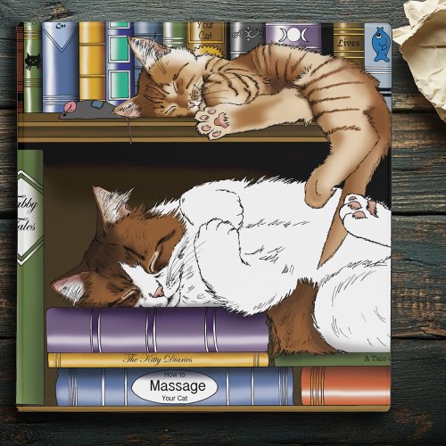 Book Shelf Cats Library 3 Ring Binder