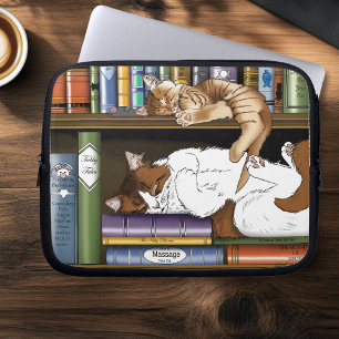 Book Shelf Cats Library Laptop Sleeve
