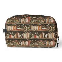 Book Shelves and Flowers Cosmetic and Toiletry Bag