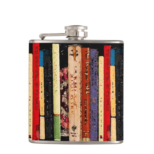 Book Shelves Hip Flask