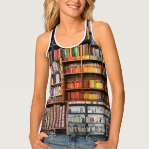 Book Shelves Pattern, A Library of Books Tank Top