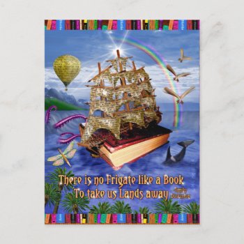 Book Ship Ocean Scene With Emily Dickinson Quote Postcard by BookParadise at Zazzle