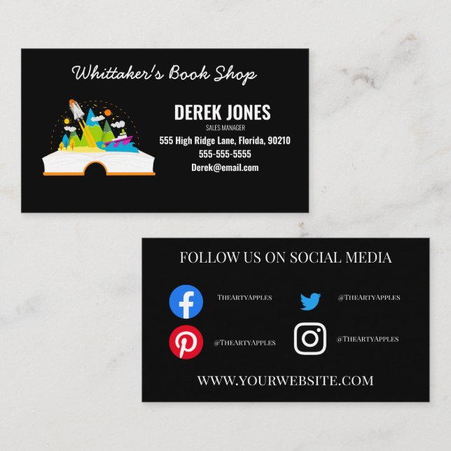 book shop reading group library research writing business card (Front/Back)