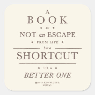Book Shortcut Vintage Quote Square Sticker