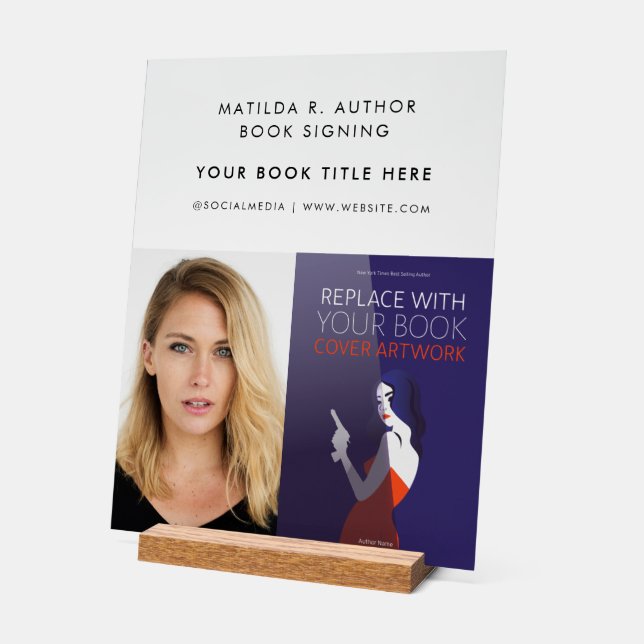 Book Signing | Author Book Cover Promotional Acrylic Sign (Angle)