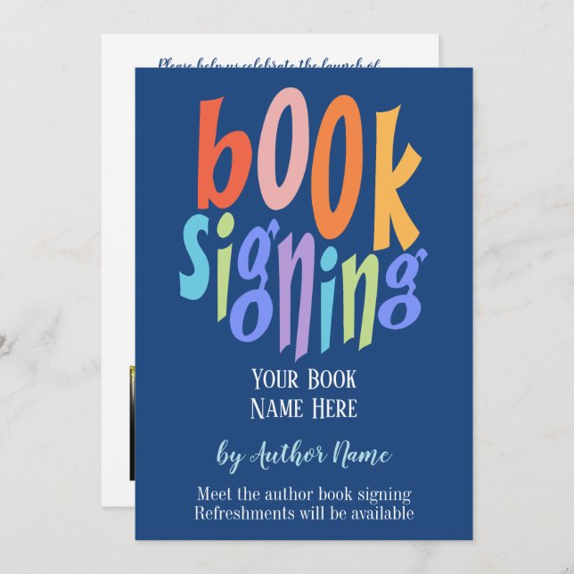 Book Signing Author Modern Party Invitation (Front/Back)
