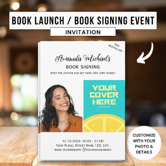 Book Signing Author Writer Book Launch Bestseller Invitation
