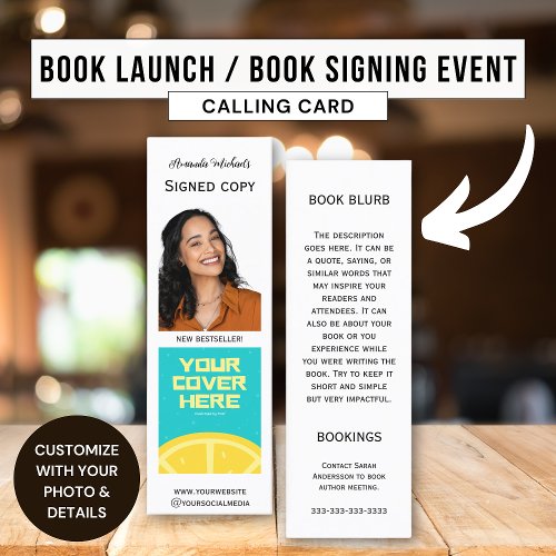 Book Signing Author Writer Book Launch Business Calling Card