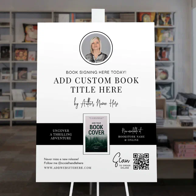 Book Signing Event Meet The Author Photo QR Code Foam Board | Zazzle