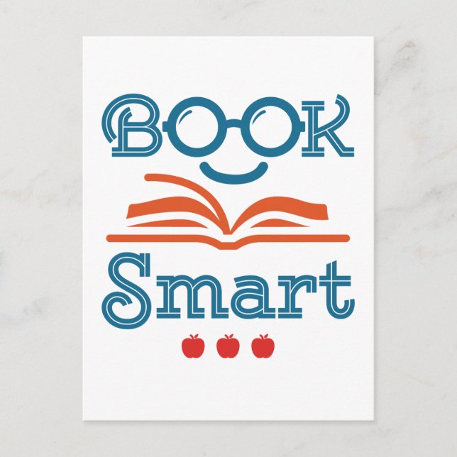 Book Smart Funny Reading Lover Bookworm Postcard (Front)