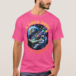 Book Space Astronaut Book Lover Reader Moon Space  T-Shirt
