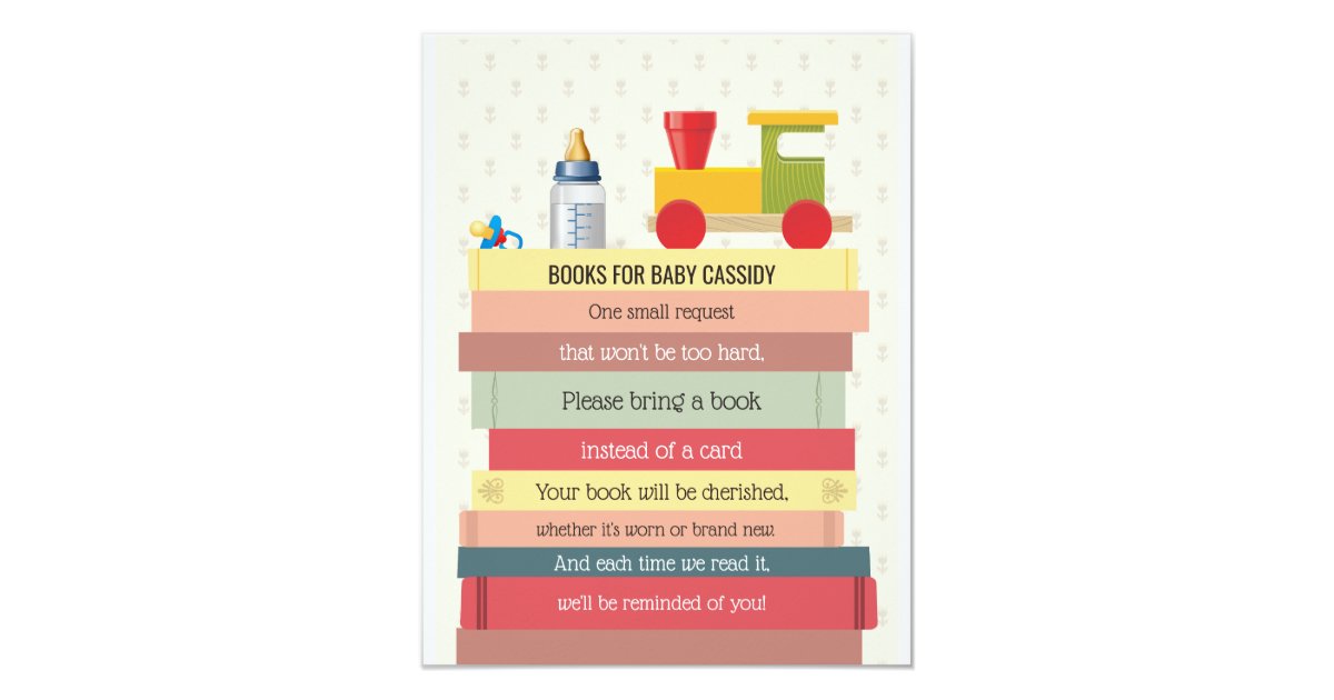 Book Stack Bring A Book Baby Shower Invitation Zazzle Com